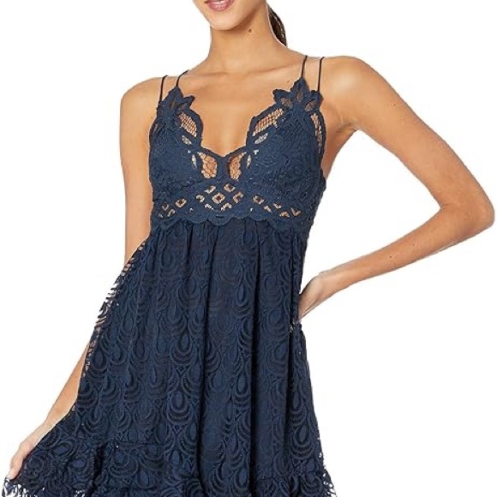 Free People Navy Adella Burnout Slip Mini Dress